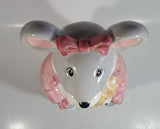 1990 House of Lloyd Grey Mouse in a Pink Dress Holding a Teddy Bear Ceramic Cookie Jar