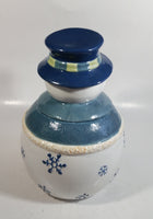 GKAO White and Blue Scarfed Snowman Ceramic Cookie Jar