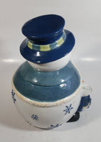 GKAO White and Blue Scarfed Snowman Ceramic Cookie Jar