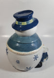 GKAO White and Blue Scarfed Snowman Ceramic Cookie Jar