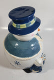 GKAO White and Blue Scarfed Snowman Ceramic Cookie Jar