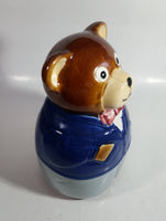 Businessman Bear in Blue Business Suit Ceramic Cookie Jar