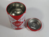 2003 Coca-Cola Coke Soda Pop Red and White Diamond Pattern 7 3/4" Tall Can Shaped Metal Coin Bank