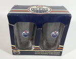 2007 Edmonton Oilers NHL Ice Hockey Team "Property of" "Hockey Club" Pair of 6" Tall Glass Cups in Box