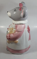 1990 House of Lloyd Grey Mouse in a Pink Dress Holding a Teddy Bear Ceramic Cookie Jar