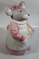 1990 House of Lloyd Grey Mouse in a Pink Dress Holding a Teddy Bear Ceramic Cookie Jar