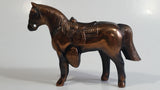 Vintage Horse Shaped Copper Finish Metal Coin Bank Carnival Prize