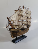 Vintage 3 Mast Wooden Sail Boat Ship Model Nautical Collectible 9" Long