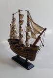 Vintage 3 Mast Wooden Sail Boat Ship Model Nautical Collectible 9" Long