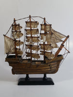 Vintage 3 Mast Wooden Sail Boat Ship Model Nautical Collectible 9" Long