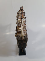 Vintage 3 Mast Wooden Sail Boat Ship Model Nautical Collectible 9" Long