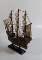 Vintage 3 Mast Wooden Sail Boat Ship Model Nautical Collectible 9" Long