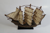 Vintage 3 Mast Wooden Sail Boat Ship Model Nautical Collectible 9" Long