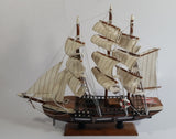 Vintage Highly Detailed 3 Mast Wooden Sail Boat Ship Model Nautical Collectible 13" Long