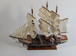 Vintage Highly Detailed 3 Mast Wooden Sail Boat Ship Model Nautical Collectible 13" Long