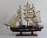 Vintage Highly Detailed 3 Mast Wooden Sail Boat Ship Model Nautical Collectible 13" Long