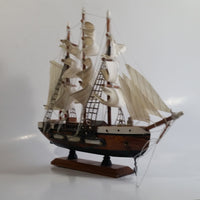 Vintage Highly Detailed 3 Mast Wooden Sail Boat Ship Model Nautical Collectible 13" Long