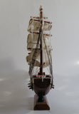 Vintage Highly Detailed 3 Mast Wooden Sail Boat Ship Model Nautical Collectible 13" Long