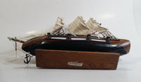 Vintage Highly Detailed 3 Mast Wooden Sail Boat Ship Model Nautical Collectible 13" Long