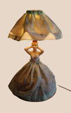Vintage Mid Century Boudoir Lady Wearing Fabric Dress Lamp Light