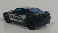 2010 Hot Wheels HW City Works Dodge Charger SRT8 Metalflake Black Police Cop Cruiser Die Cast Toy Car Emergency Rescue Vehicle