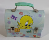 Warner Bros. Looney Tunes Tweety Bird Cartoon Character Small Light Green Tin Metal Lunch Box Carrying Case Container