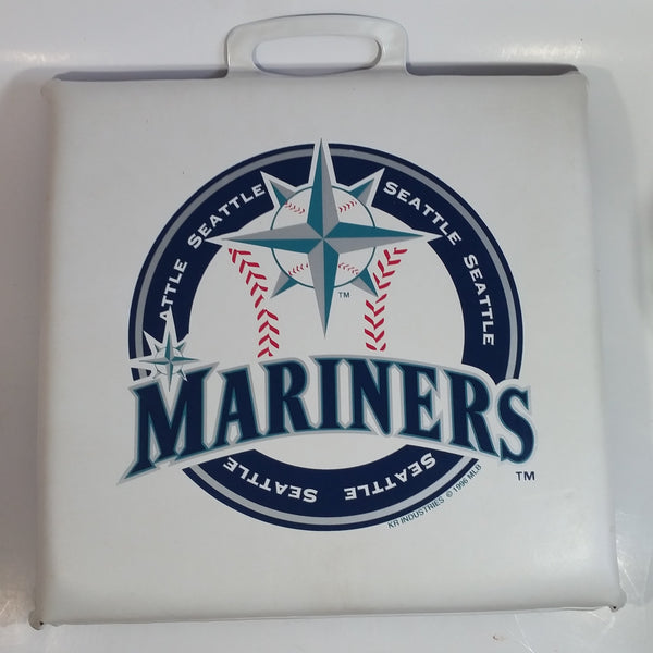 1996 Seattle Mariners Stadium MLB Baseball Team Vinyl Covered White and Blue Seat Cushion