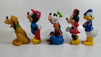 Walt Disney Mickey Mouse, Minnie Mouse, Pluto, Goofy, and Donald Duck 5" to 6" Tall Hard Rubber Toy Figures Set of 5