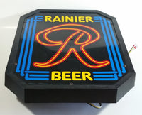 Vintage Rainier Beer Illuminated Light Up Plastic Sign 13" x 15 1/2" Tested and Working, but needs plug