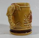 Hawaii Hula Girl Palm Trees Pineapples Ceramic Raised Relief Miniature 2 3/8" Tall Beer Stein Shaped Shot Glass