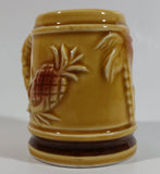 Hawaii Hula Girl Palm Trees Pineapples Ceramic Raised Relief Miniature 2 3/8" Tall Beer Stein Shaped Shot Glass