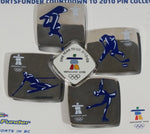 2010 Vancouver Olympic Games Countdown 5 Pin Puzzle Shaped Set Snowboarding Hockey Downhill Skiing and Figure Skating