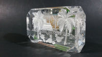 1984 South Seas Spec. Hawaii 3D Laser Engraved Clear Resin Lucite Paperweight Souvenir Travel Collectible