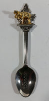 Canada Gold Tone Moose Figural Metal Souvenir Spoon with Engraved Bowl Travel Collectible