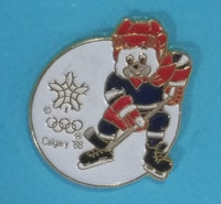 Calgary Olympic Games Howdy Bear Mascot and Snowflake Olympic Rings Enamel Metal Pins Set of 6