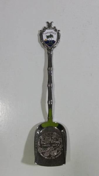 Vintage 1978 Josef Puerto Rico Metal Spoon with Engraved Shovel Shaped Bowl Souvenir Travel Collectible