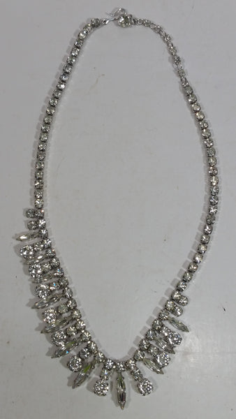 Vintage Fabulous 1960s Signed Sherman Clear Brilliant Rhinestone Necklace