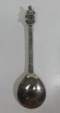 Old Man Sitting and Drinking Figural Silver Plate Souvenir Spoon