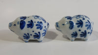 Delft Blue and White Floral Pattern Porcelain Ceramic Pig Shaped Salt and Pepper Shakers