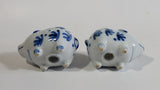 Delft Blue and White Floral Pattern Porcelain Ceramic Pig Shaped Salt and Pepper Shakers