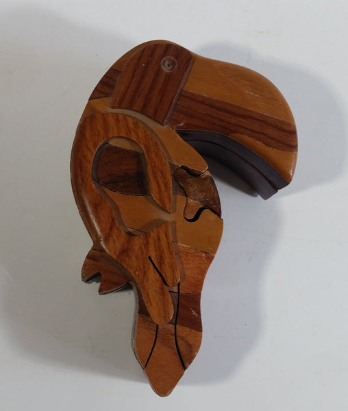 Parque Nacional de Tortuguro Costa Rica Parrot Bird Shaped Wooden Puzzle Stach Trinket Box Tourism Souvenir Collectible