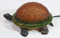 Amber Glass Shelled Bronze Finish Turtle Lamp