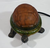 Amber Glass Shelled Bronze Finish Turtle Lamp