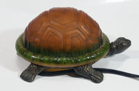 Amber Glass Shelled Bronze Finish Turtle Lamp