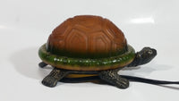 Amber Glass Shelled Bronze Finish Turtle Lamp