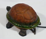 Amber Glass Shelled Bronze Finish Turtle Lamp