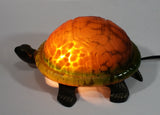 Amber Glass Shelled Bronze Finish Turtle Lamp