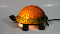 Amber Glass Shelled Bronze Finish Turtle Lamp