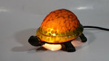 Amber Glass Shelled Bronze Finish Turtle Lamp