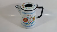 Swedish Berggren Enamelware Coffee Pot Kettle That Says "Kaffetaren den basta ar av alla jordiska drycker"